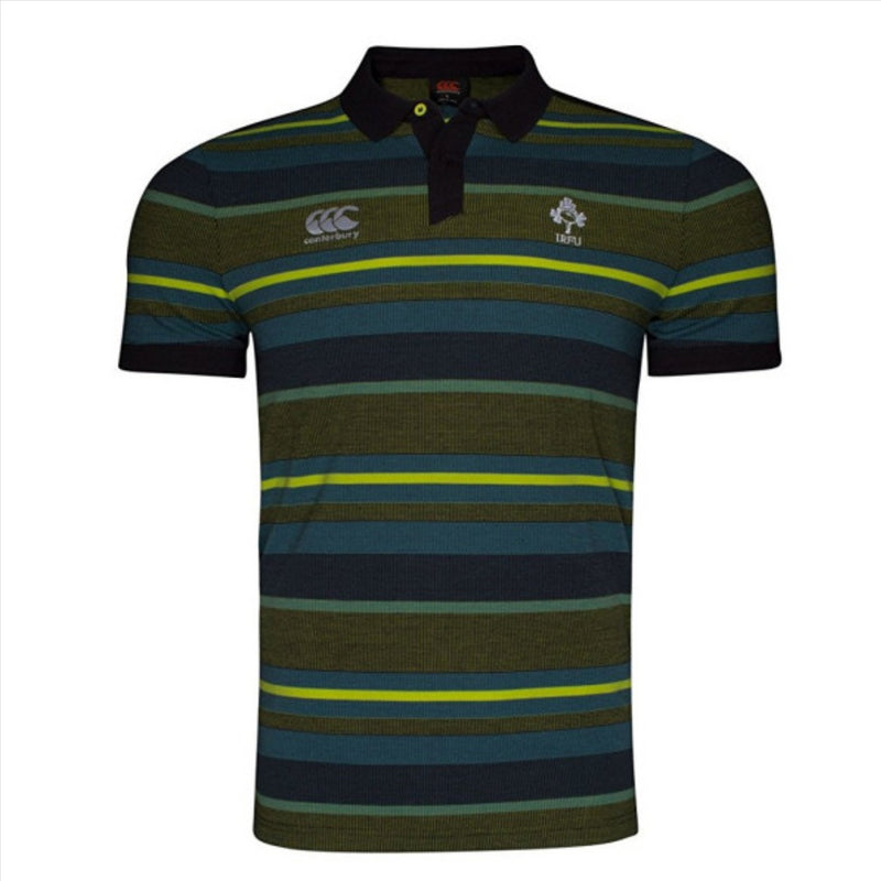 Ireland Rugby Men's Polo Canterbury Jacquard Striped Green Polo