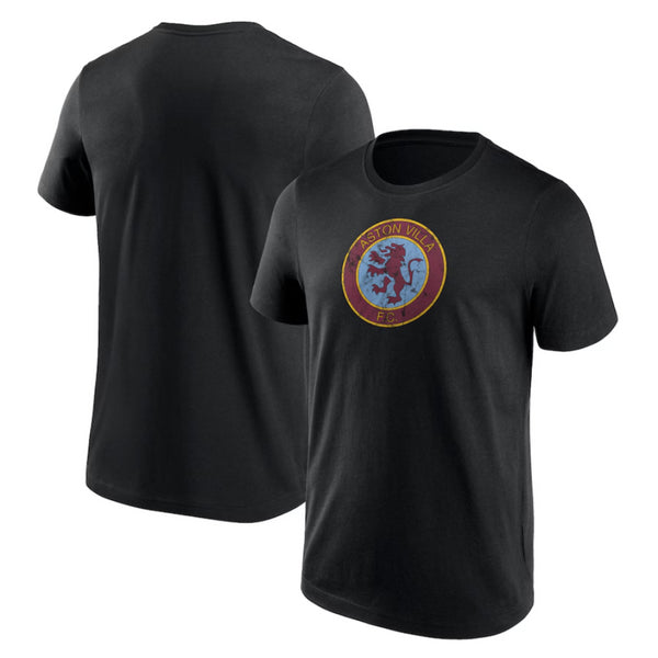 Aston Villa Football T-Shirt Men's Distressed Retro Logo Top