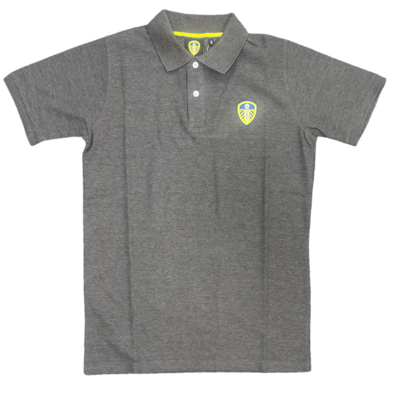 Leeds United Polo Shirt Men's Essential Grey Top