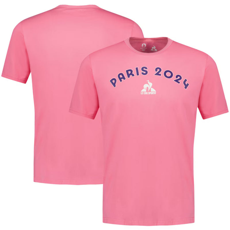 Paris Olympics Wordarch T-Shirt Le Coq Sportif Pink Top