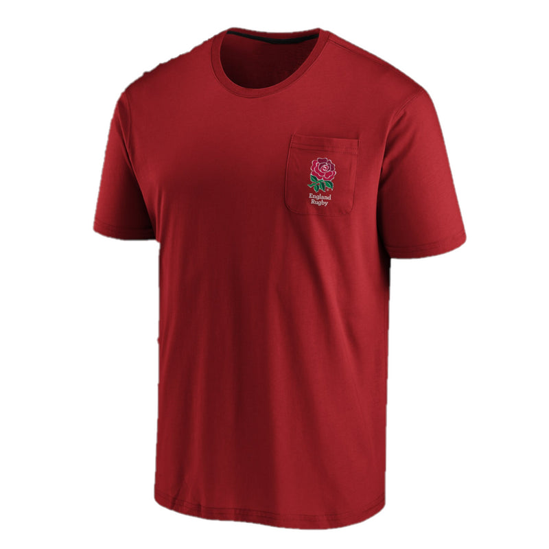 England Rugby Men's T-Shirt Red Small Logo Pocket Top