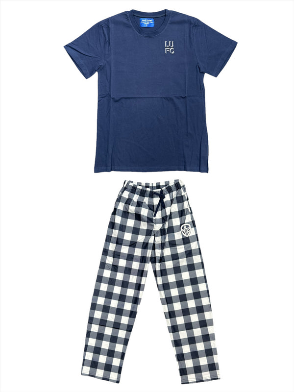 Leeds United Pyjama Set Men's Football Check PJ Set