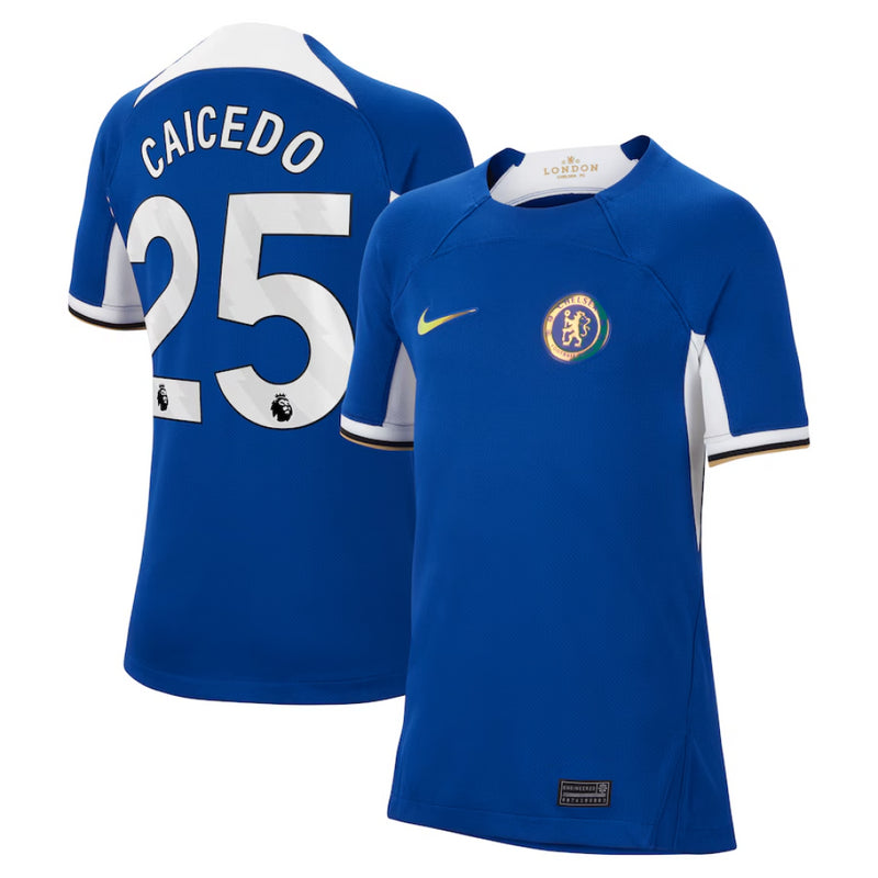 Chelsea Nike Football Shirt Kid's Home Prem Top - Caicedo 25