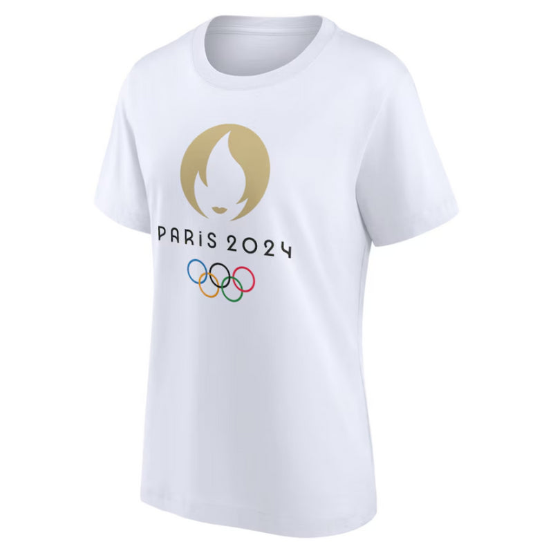 Paris Olympics Women's T-Shirt Primary Logo Graphic White Top