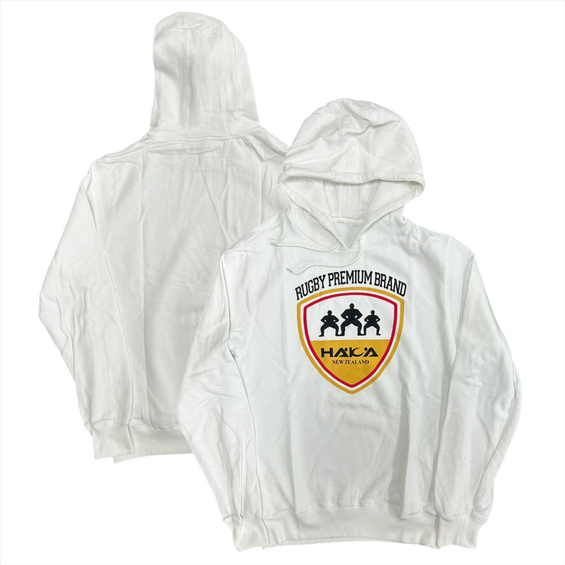 Haka New Zealand Hoodie Men's Rugby Heritage Shield White Top
