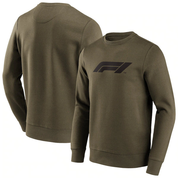 Formula 1 Men's Sweatshirt (Size M) Mono Logo Graphic Khaki Top
