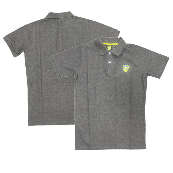 Leeds United Polo Shirt Men's Essential Grey Top