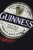 Guinness Men's Black T-Shirt Label Top
