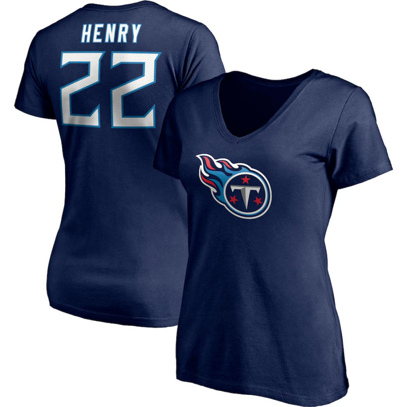 Tennessee Titans Women's T-Shirt NFL V-Neck Derrick Henry Top