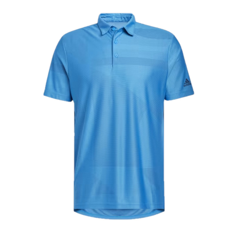 adidas Men's Polo Shirt Golf Shapes Jacquard Blue Top