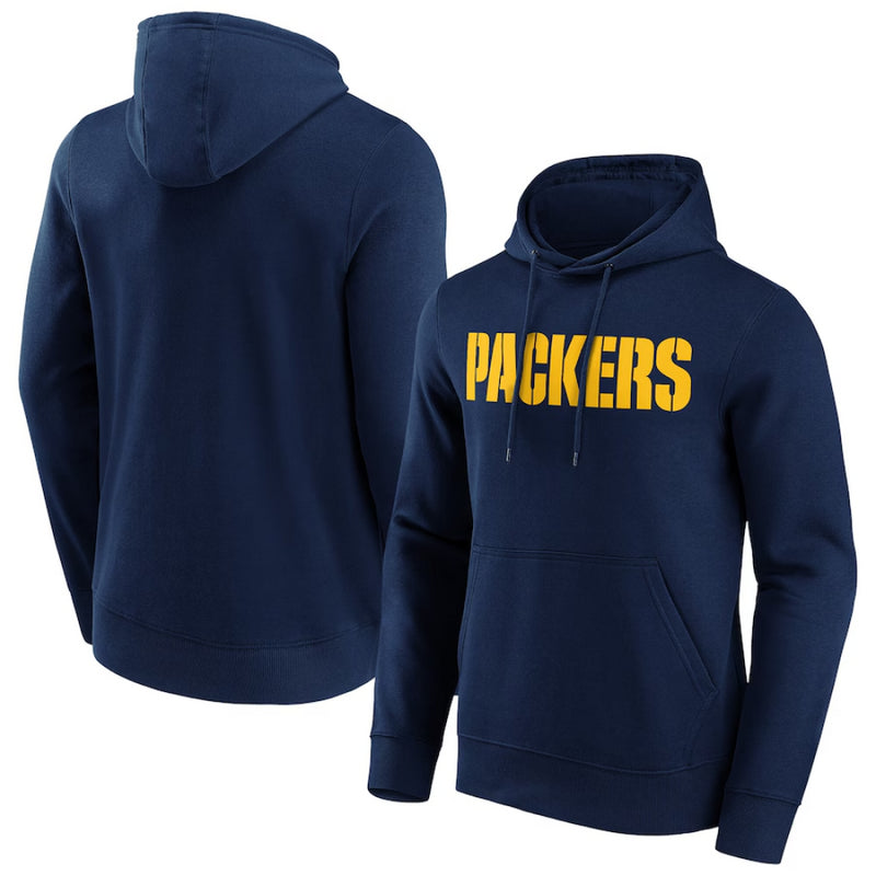 Green Bay Packers Hoodie Men's NFL Navy Wordmark Hoodie