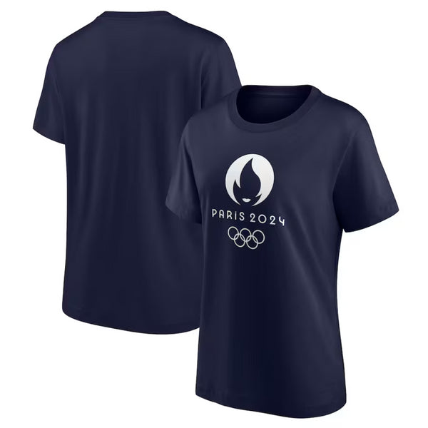 Paris Olympics Women's T-Shirt Primary Logo Graphic Blue Top
