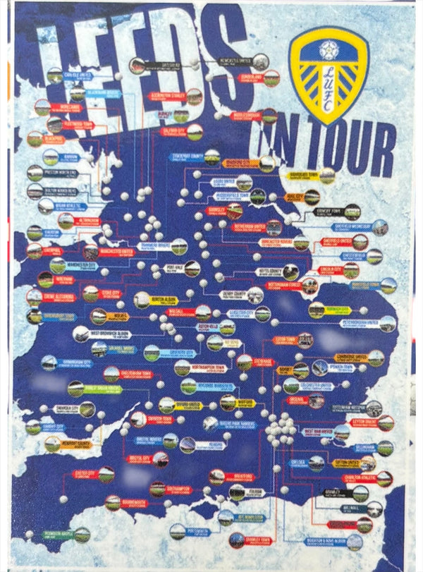 Leeds United Scratch Map Football Away Days A2 Map