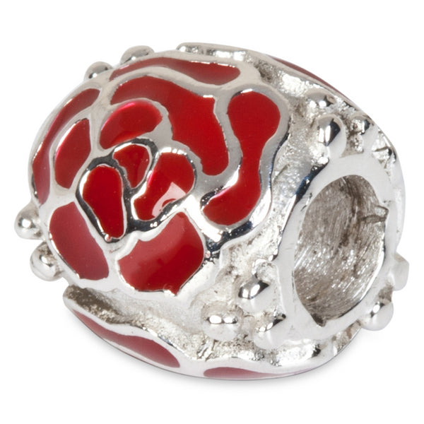 England Rose Bead Charm Silver Shiny Rugby Charm