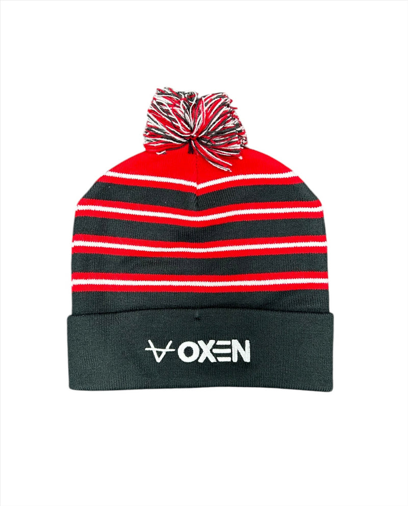 Gloucester Rugby Adult Beanie Oxen Multi Stripe Bobble Hat