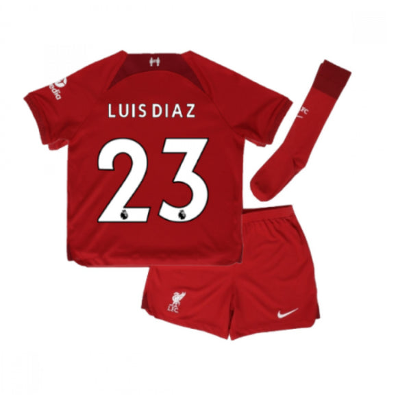 Liverpool Football Mini Kit Nike Kid's Home Set - Luis Diaz 23