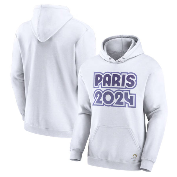 Paris 2024 Men's Hoodie Olympics White Graphic Print Hoodie