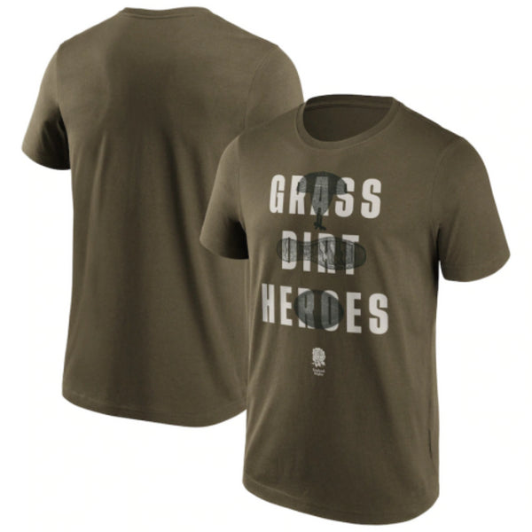 England Rugby Men's T-Shirt Grass Dirt Heroes Graphic Top