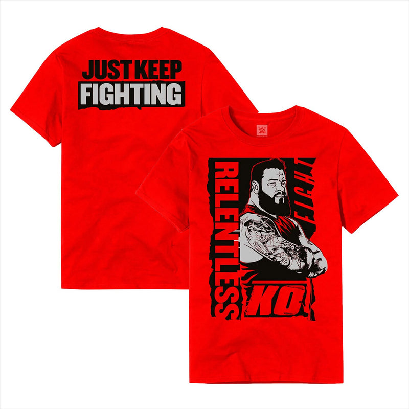 WWE Men's Red T-Shirt Kevin Owens Relentless Graphic Top
