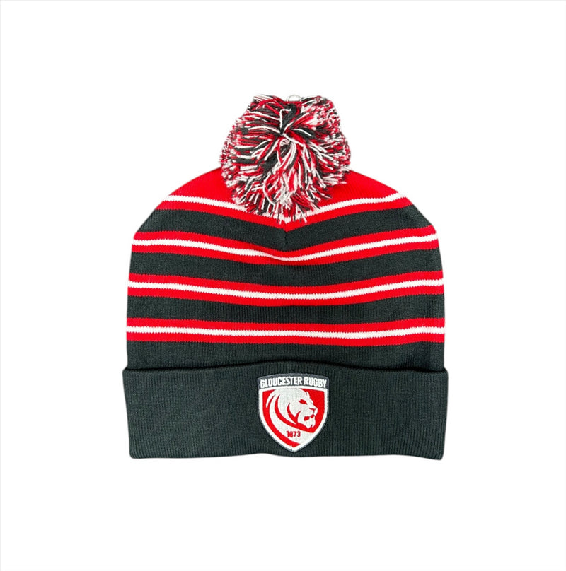 Gloucester Rugby Adult Beanie Oxen Multi Stripe Bobble Hat