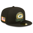 Green Bay Packers Cap Adult NFL New Era Black Fitted Hat