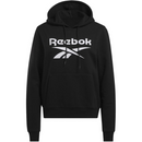 Reebok Women's Training Hoodie Black Logo Graphic Top
