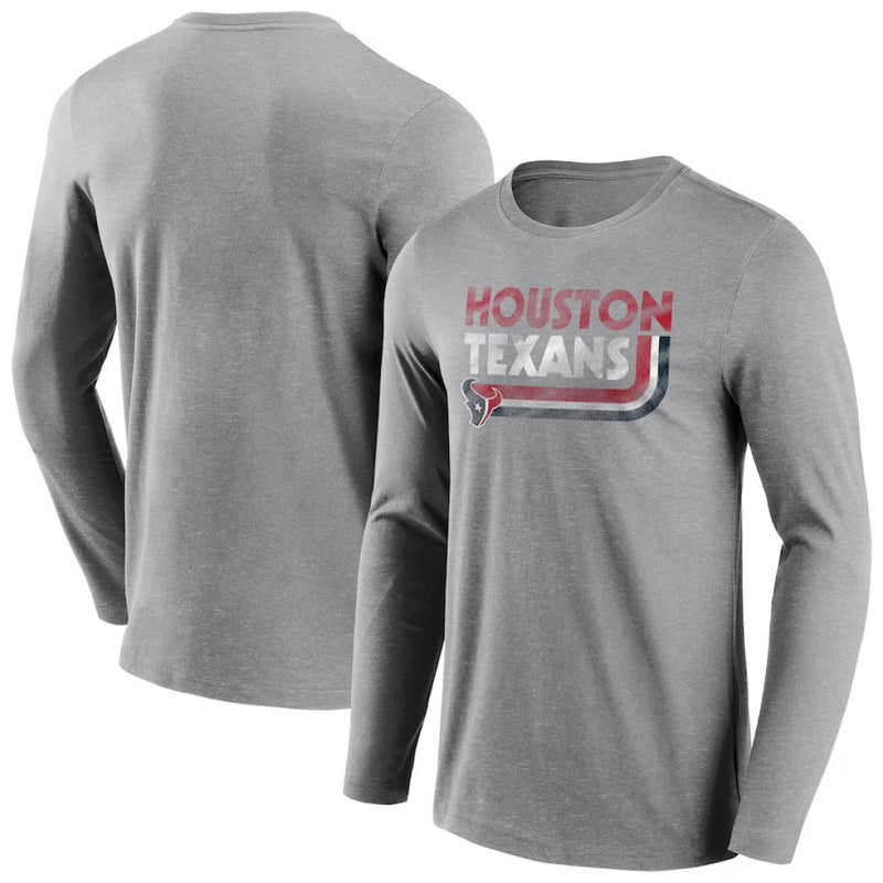Houston Texans Men's T-Shirt NFL On The Ropes LS Grey Top
