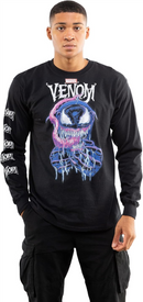 Venom Grin Men's T-Shirt Black Logo Long Sleeve Top