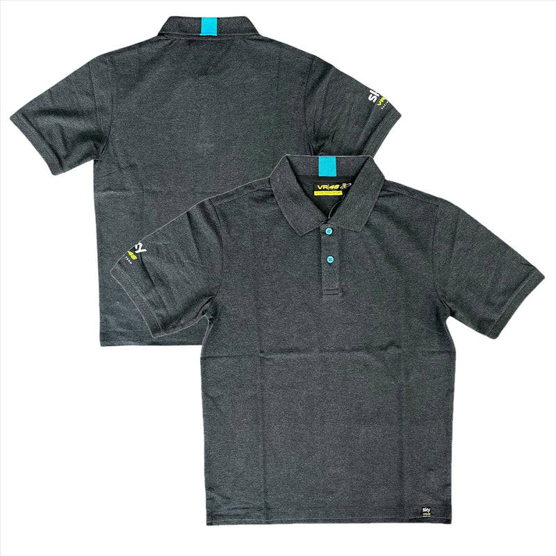 Team Sky Men's Polo MotoGP Vr46 Grey Short Sleeve Polo Shirt
