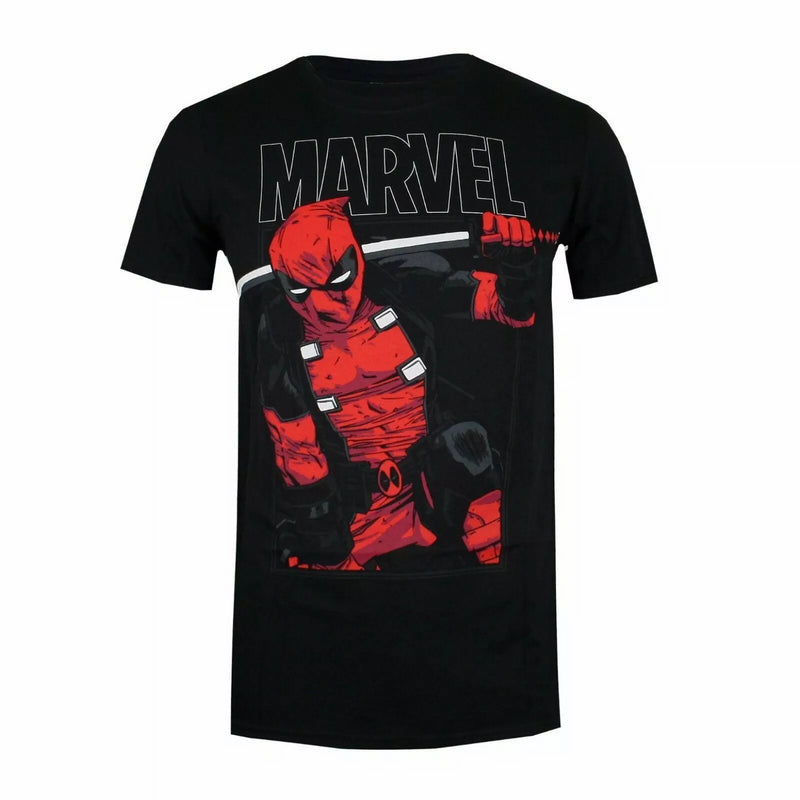 Deadpool Marvel Men's T-Shirt Sword Black Top